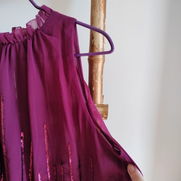 Sequin Flowy Magenta Top - Picture 3 of 16